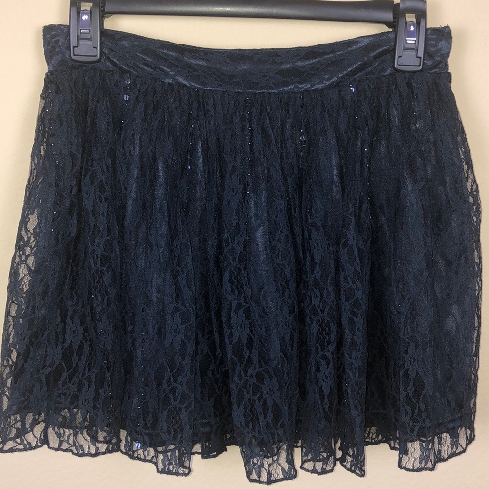 Forever 21 Navy Lace & Sequin Sparkly Mini Skirt - Size Medium